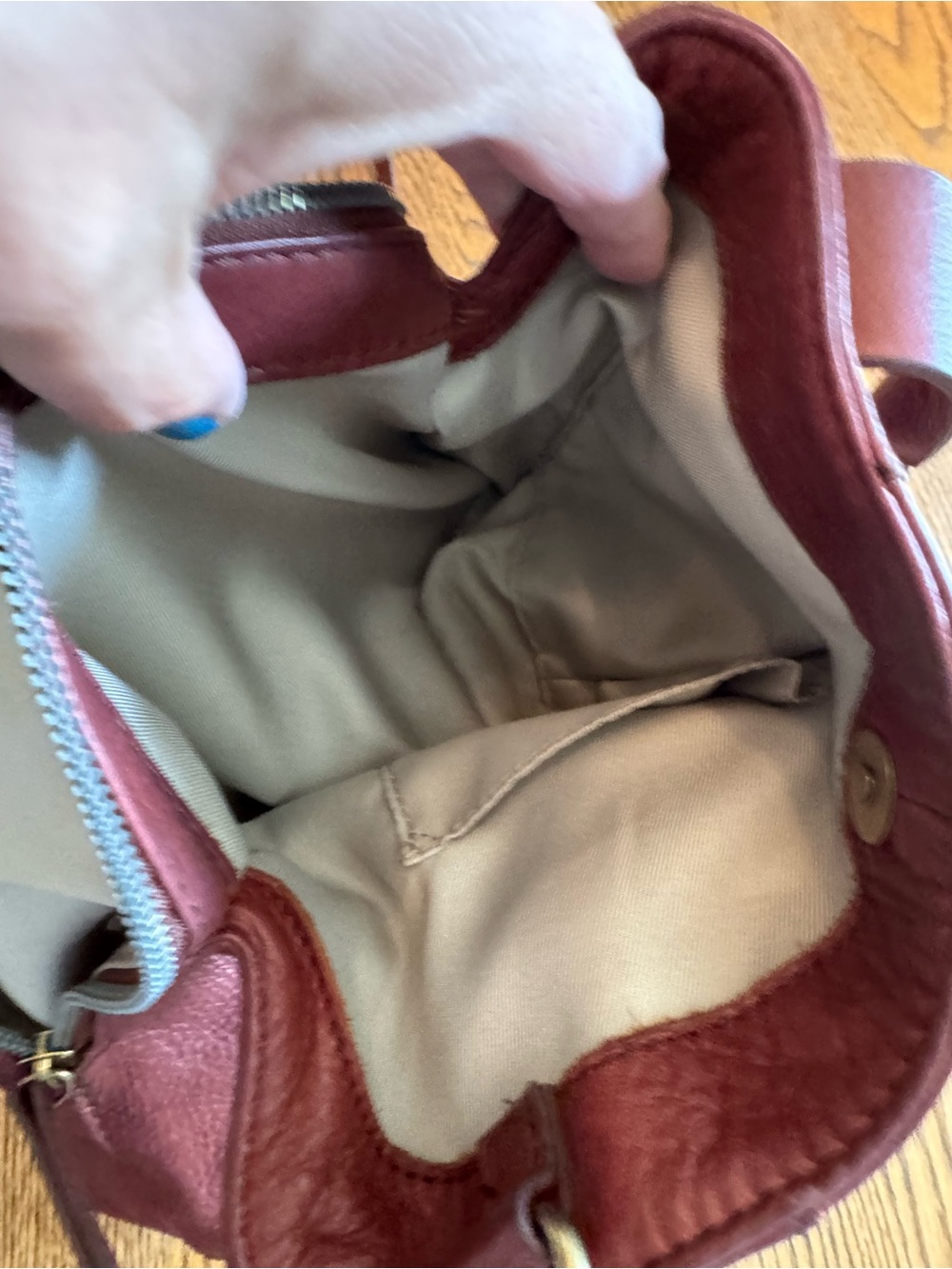 American Leather Co Ada Triple Entry Satchel Mahogany Brown Crossbody Bag - Picture 7 of 9